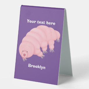 Cute pink tardigrade water bear cartoon