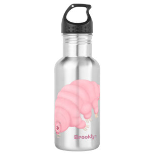 Cute pink tardigrade water bear cartoon  532 ml water bottle
