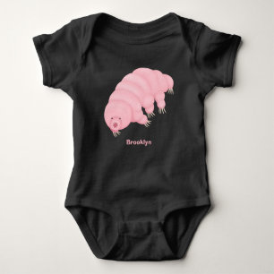 Cute pink tardigrade water bear cartoon baby bodysuit