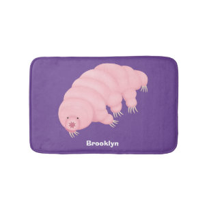 Cute pink tardigrade water bear cartoon bath mat