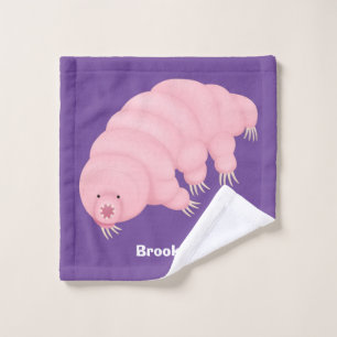 Cute pink tardigrade water bear cartoon bath towel set