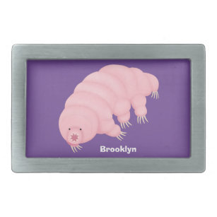 Cute pink tardigrade water bear cartoon belt buckle