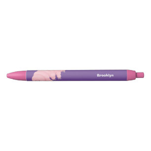 Cute pink tardigrade water bear cartoon black ink pen