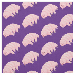 Cute pink tardigrade water bear cartoon fabric