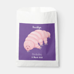 Cute pink tardigrade water bear cartoon favour bag