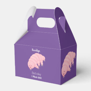 Cute pink tardigrade water bear cartoon favour box
