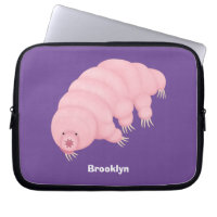 Cute pink tardigrade water bear cartoon
