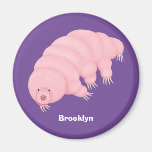 Cute pink tardigrade water bear cartoon  magnet
