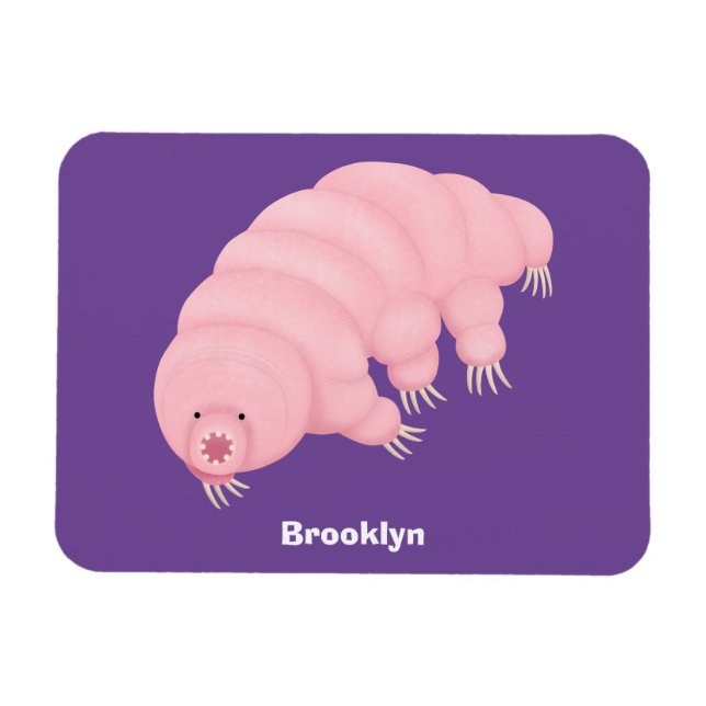Cute pink tardigrade water bear cartoon  magnet (Horizontal)