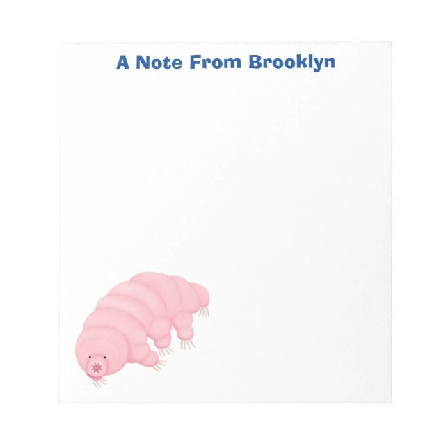 Cute pink tardigrade water bear cartoon notepad (Front)