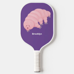 Cute pink tardigrade water bear cartoon pickleball paddle