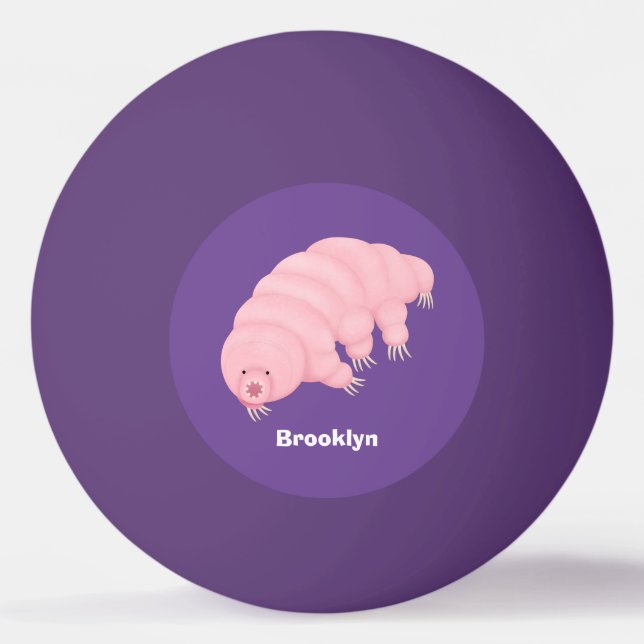 Cute pink tardigrade water bear cartoon ping pong ball (Front)