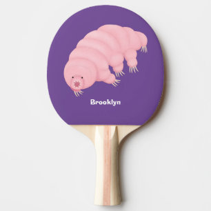 Cute pink tardigrade water bear cartoon ping pong paddle