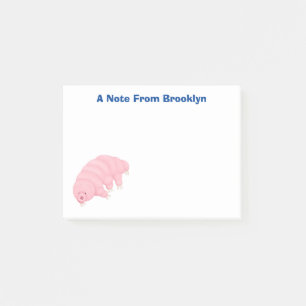 Cute pink tardigrade water bear cartoon post-it notes