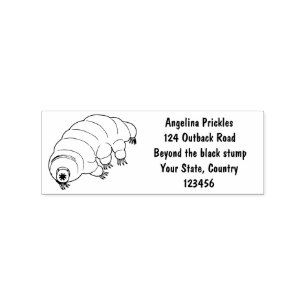 Cute pink tardigrade water bear cartoon rubber stamp