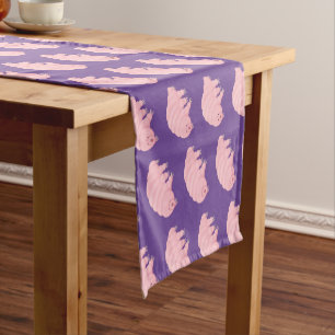 Cute pink tardigrade water bear cartoon short table runner