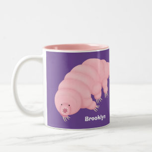 Cute pink tardigrade water bear cartoon Two-Tone coffee mug
