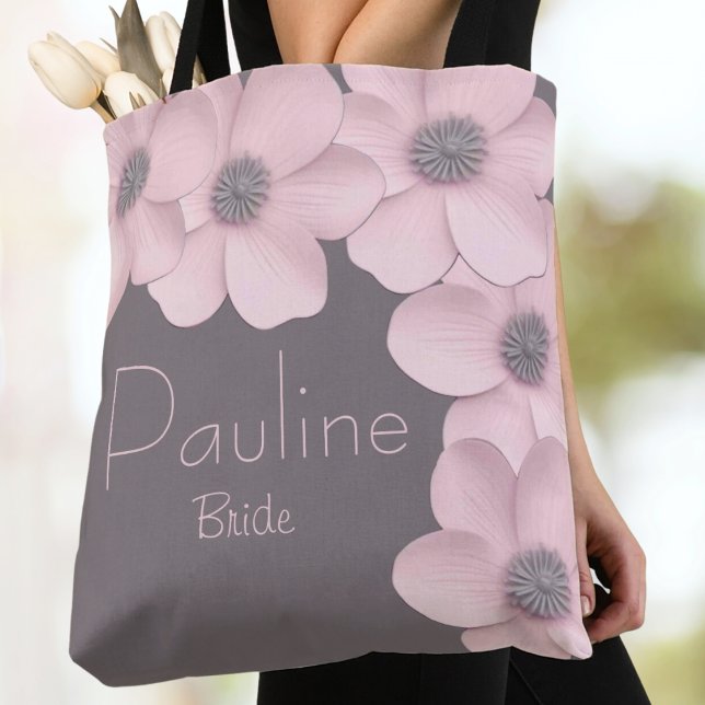 Cute Pink-Taupe Poppies Brides  Tote Bag (Creator Uploaded)