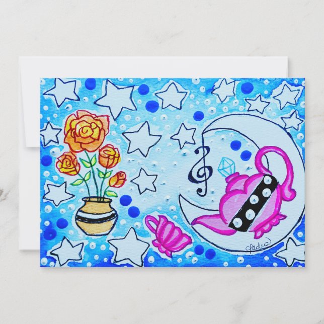 Cute Pink Tea Pot Thank You Card (Front)