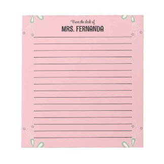 Cute Pink Teacher Lined Paper From The Desk Of  Notepad