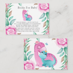 Cute Pink Teal Dinosaurs Peony Books for Baby Business Card