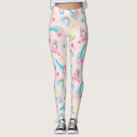 Cute Pink Teal Unicorn Rainbow Floral Stars Leggings<br><div class="desc">This cute and magical pattern is perfect for the fun-spirited and trendy woman or girl. It features hand-drawn illustrations of unicorns, flowers with leaves, rainbows, and shooting stars on top of a simple blush pink background. The design colour theme includes bubblegum pink, blush pink, teal green, periwinkle blue, purple, yellow,...</div>