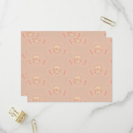 Cute Pink Teddy Bear Baby Girl Shower Invitation Postcard