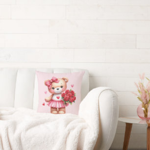 cute pink teddy bear cushion