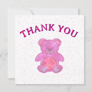 Cute Pink Teddy Bear Custom Thank You Card