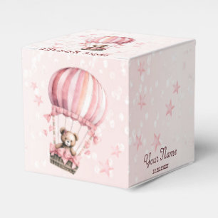 Cute Pink Teddy Bear Hot Air Balloon Party Favour Box