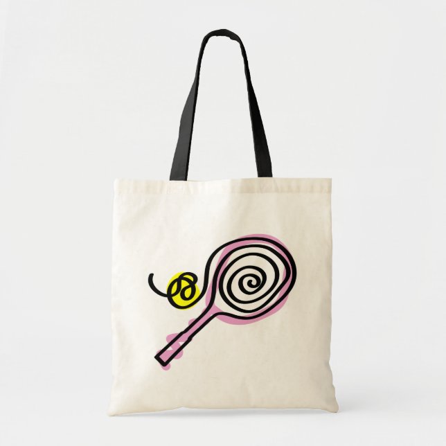 Cute pink tennis racket tote bag (Front)