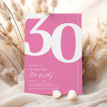 Cute Pink Thirty 30th Birthday Party Invitation<br><div class="desc">Cute pink 30th birthday party invitations featuring the number '30' in a large bold serif font,  and a modern invite template that is easy to personalise.</div>