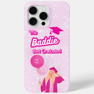 Cute Pink "This Baddie" Personalised Graduation iPhone 15 Pro Max Case