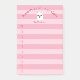 Cute Pink To Do List Llama Pastel Lined Cute Post-it Notes