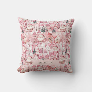 Cute Pink Town Santa Claus Christmas Cushion