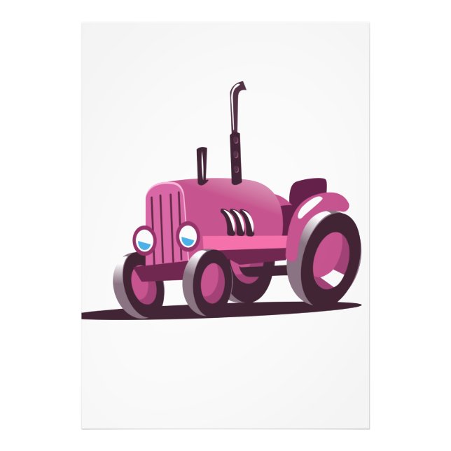 Cute Pink Tractor Photo Print (Front)