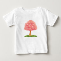 "Cute Pink Tree Illustration – Watercolor Nature A