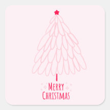 Cute Pink Tree Modern Merry Christmas 