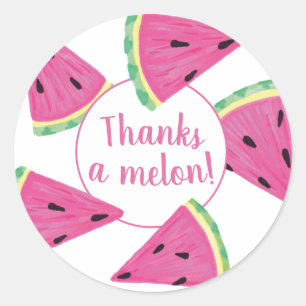 Cute Pink Tropical Watermelon Thank You Classic Round Sticker
