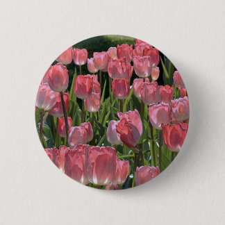 Cute pink tulip brooch 6 cm round badge