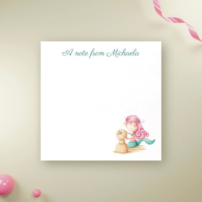 Cute Pink Turquoise Mermaid Kids Post-it Notes (Creator Uploaded)