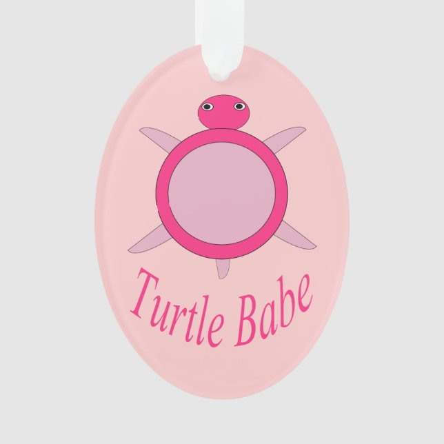 Cute Pink Turtle Babe Acrylic Ornament (Front)