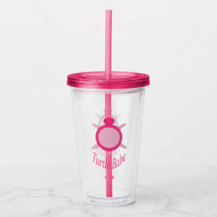 Cute Pink Turtle Babe Acrylic Tumbler