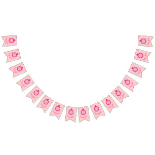 Cute Pink Turtle Babe Bunting Flags