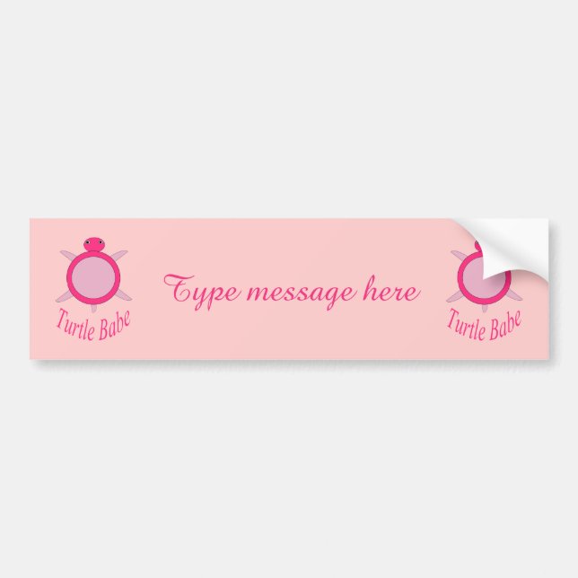 Cute Pink Turtle Babe Car Sticker (Front)