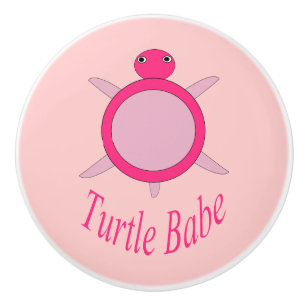 Cute Pink Turtle Babe Ceramic Knob