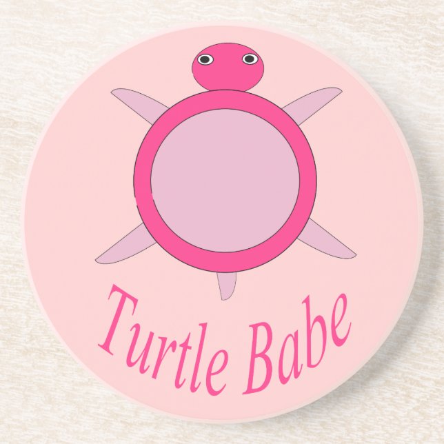 Cute Pink Turtle Babe Coasters (Front)