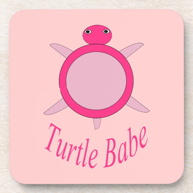 Cute Pink Turtle Babe Coasters (Front)