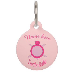 Cute Pink Turtle Babe Custom Dog Tag