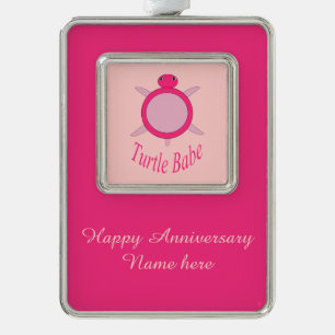 Cute Pink Turtle Babe Custom Ornament